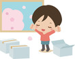 引っ越し先の部屋で深呼吸する若い女性