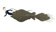 3d render of cartoon character eating by anglerfish