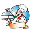 Vector: chef presenting the dish chef presenting the dish