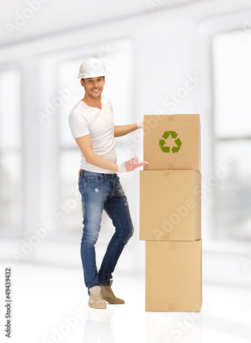 Photo: handsome man with big boxes handsome man with big boxes