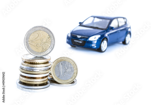 Photo: money & car isolated on the white background money & car isolated on the white background