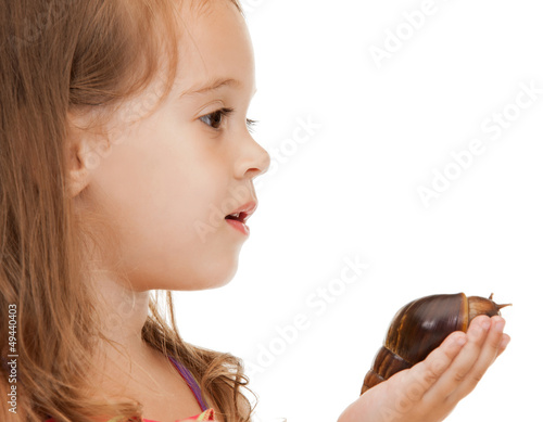 Photo: litle girl with snail litle girl with snail