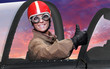 Young pilot in the cockpit.