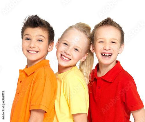 Photo: Portrait of the happy children isolated on white Portrait of the happy children isolated on white