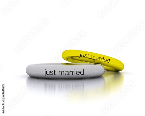 Illustration: 3D Wedding Rings - just married 3D Wedding Rings - just married