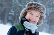 Portrait of boy wearing scarf, winter
