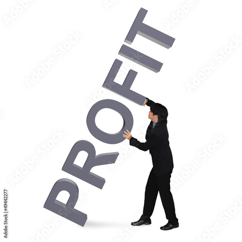 Photo: Young businessman holding 3D Word "Profit" Young businessman holding 3D Word "Profit"