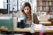 Tailor sewing in workshop