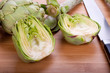 Artichokes hearts on a cutting board