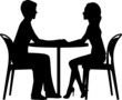 Vector: Silhouette of lovers on a date in the cafe Silhouette of lovers on a date in the cafe