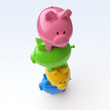Sparschweine-Stapel: 3D-Illustration / 3D-Grafik