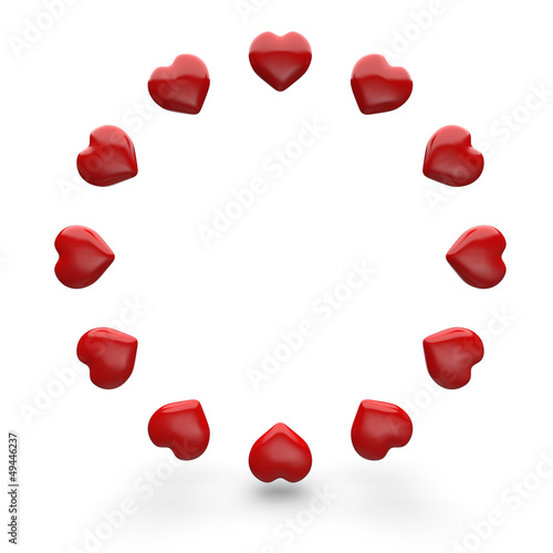 Illustration: Rote 3D Herzen im Kreis 5 Rote 3D Herzen im Kreis 5