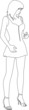 Sketch of surprised girl in a short dress and on heels