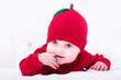 Funny Baby Girl In A Red Apple...