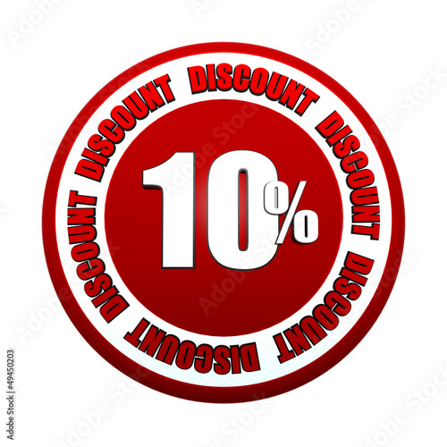 Illustration: 10 percentages discount 3d red circle label 10 percentages discount 3d red circle label