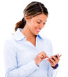 Business woman texting on her phone