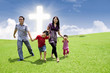 Asian family stroll in Easter