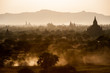 Sunset at Bagan pagodas in Myanmar
