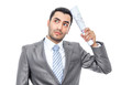 Worried bussinesman with papers or documents