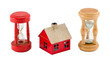broken sand glass house figure timer run concept