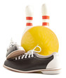 Foto: Ball, bowling shoes and bowling pin Ball, bowling shoes and bowling pin