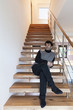 man sitting on the stairs