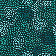 Abstract mosaic blue swirls seamless pattern, vector