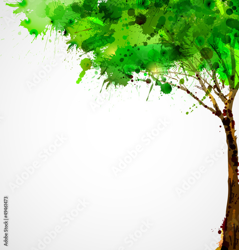 Vector: Green abstract tree forming by blots Green abstract tree forming by blots