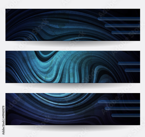 Vector: Three headers with blue abstract lines Three headers with blue abstract lines
