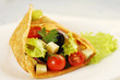 Pancake stuffed with salad
