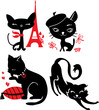 Set of cats silhouettes