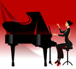Vector: piano black and red piano black and red