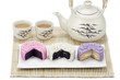 Three mooncake with tea.