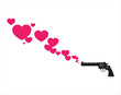 The revolver shoots hearts. Abstract vector illustration. Place