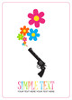 The revolver shoots flowers. Abstract vector illustration. Place