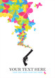 The revolver shoots butterflies. Abstract vector illustration. P
