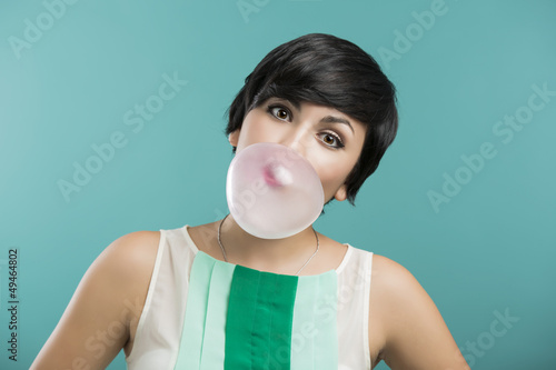 Photo: Girl with a bubble gum Girl with a bubble gum