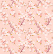 Blossoming sakura or cherry tree japanese seamless pattern