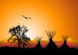 tepee al tramonto