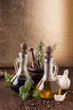 olive oil and vinegar with herbs
