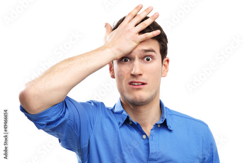 Photo: Man slaps himself on head Man slaps himself on head