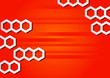 Abstract horizontal red background with hexagons.