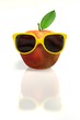 Red apple with yellow sunglasses