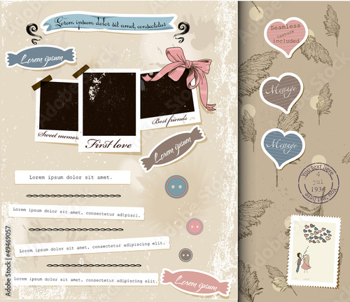 Vector: Vintage scrapbook elements set. Vintage scrapbook elements set.