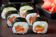 sushi with salmon and avocado