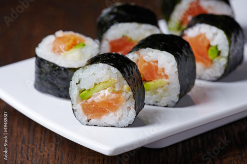 Photo: sushi with salmon and avocado sushi with salmon and avocado