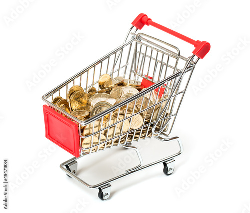Photo: Shopping Cart with coins Shopping Cart with coins