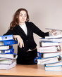 Woman with tons of folders