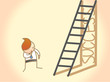 cartoon character of business man question on success ladder