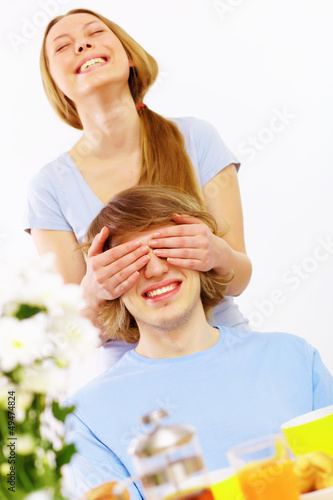 Photo: Young couple at home together Young couple at home together